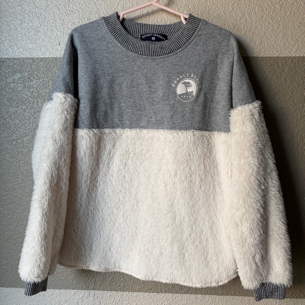 Spirit Jersey Toddler Girls XS / 4 Colorblock Sherpa Fleece Sweater Pebble Beach